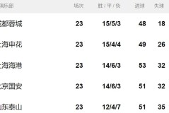 中超联赛积分榜激战正酣：国安争冠梦碎，保级战焦灼